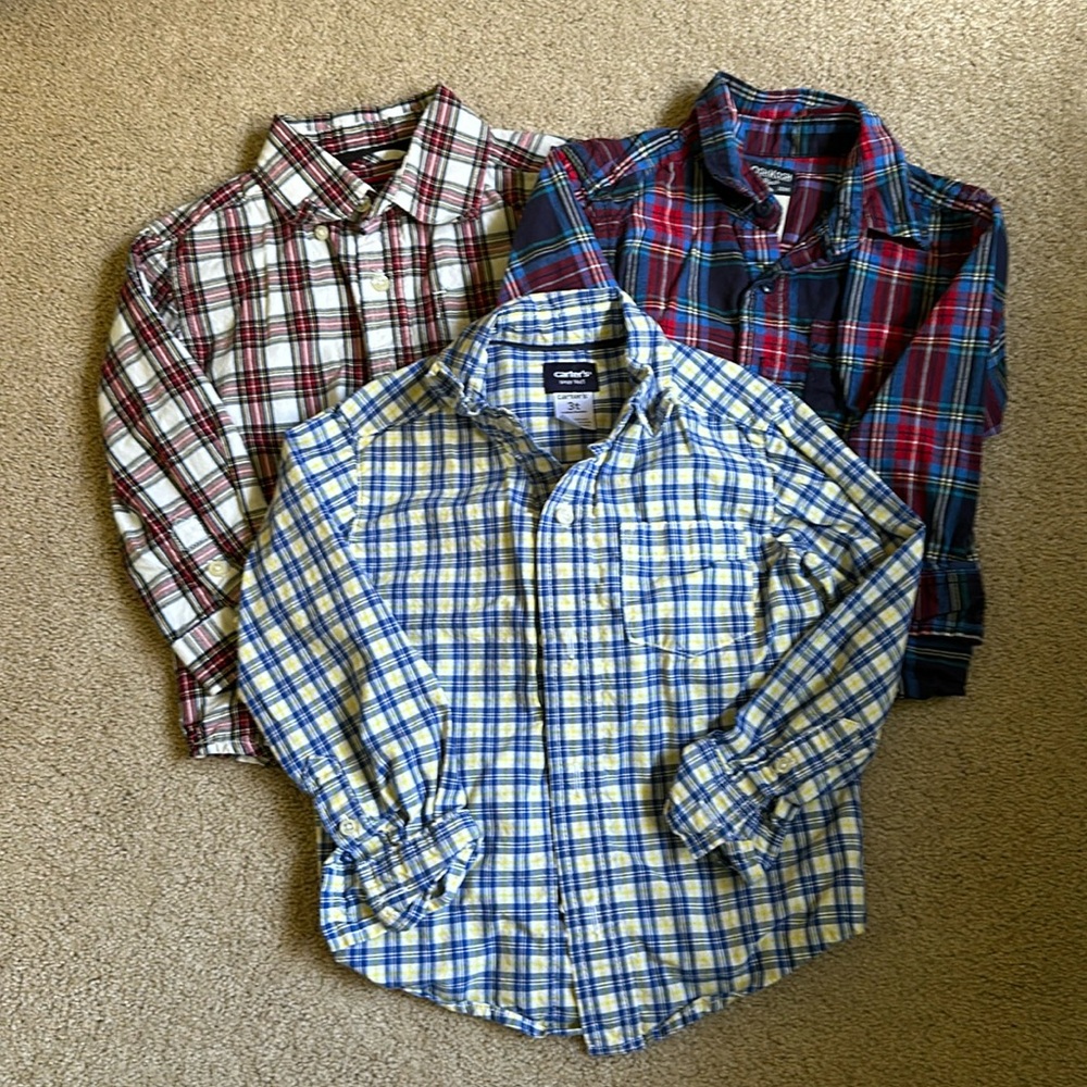Carter's Kids Plaid Button Down Shirts - Red, Blue, Yellow